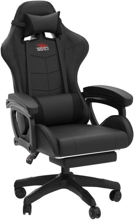 RGB Gaming Chair with Speakers and Massage, Racing Computer Chair with Massage and Footrest for Office or Gaming. (All Black)