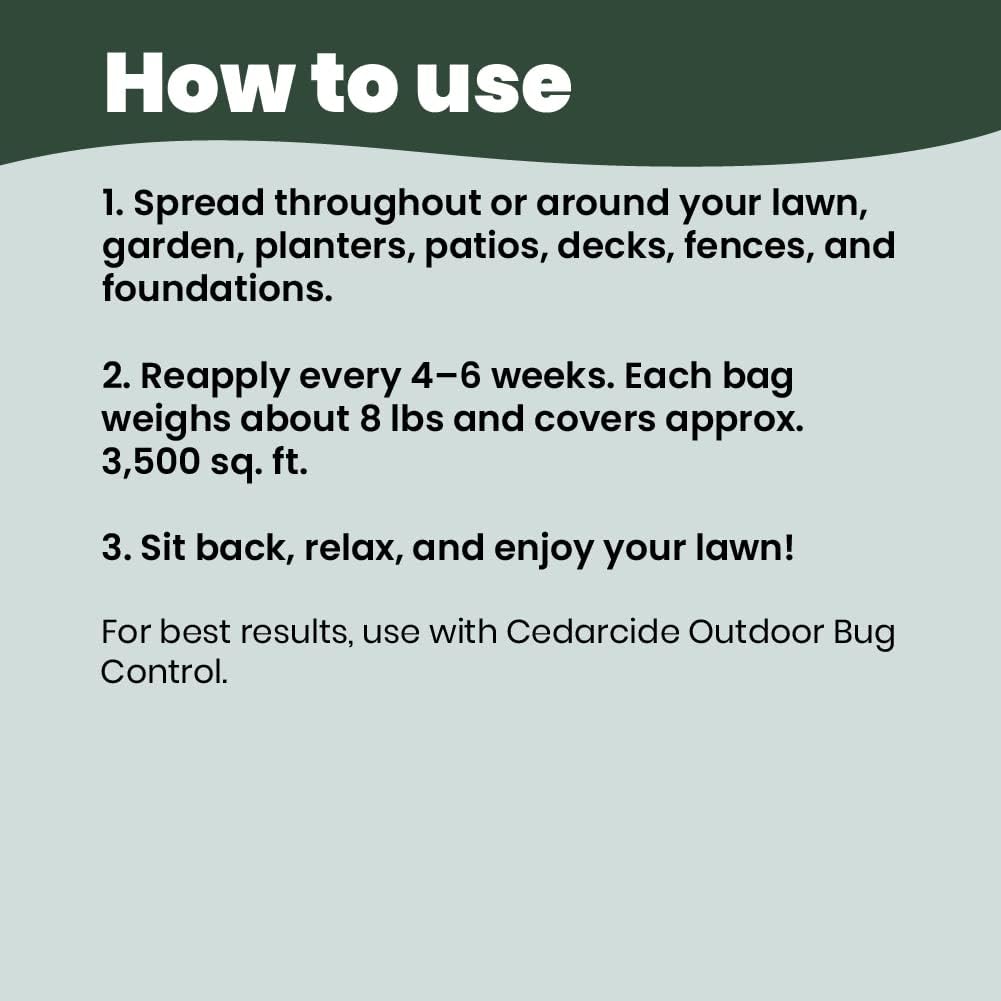 Cedarcide Lawn, Home & Garden Cedar Granules | Repels Fleas, Ticks, Ants & Mosquitoes | Smells Great, Easy to Use | Family & Pet Safe | 6 Bags (48 Lbs)