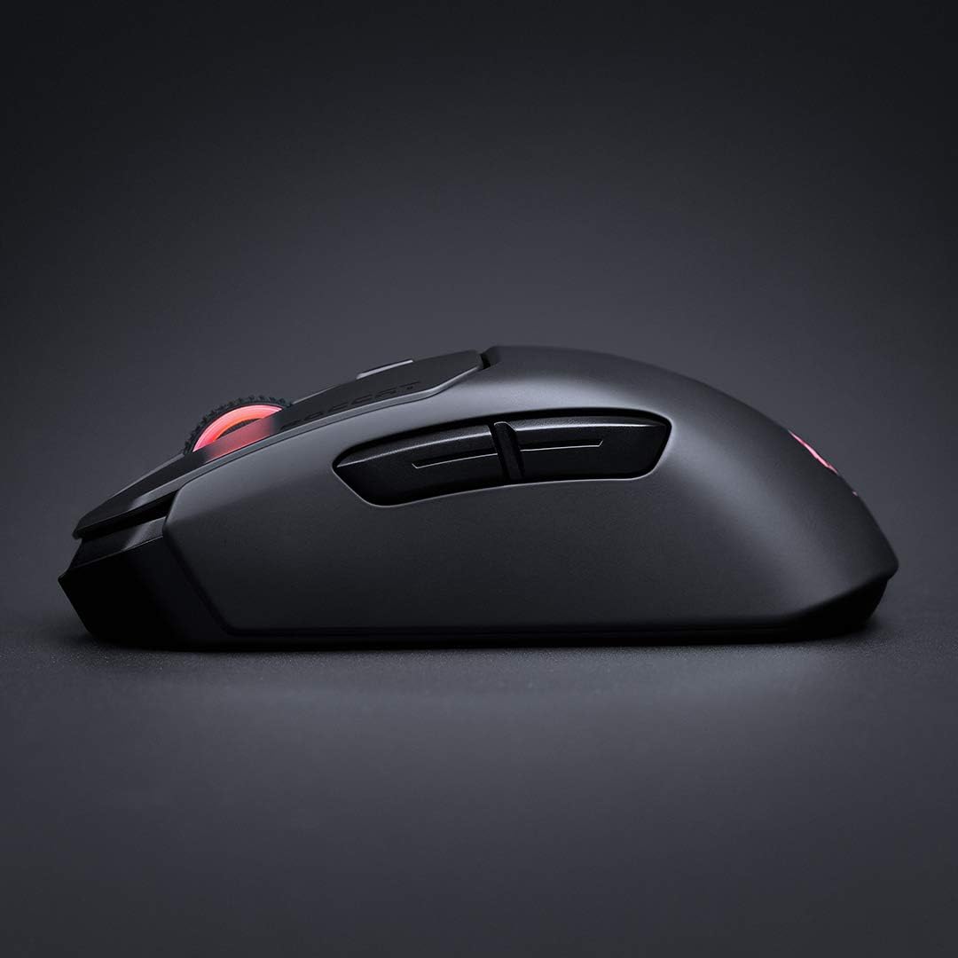 ROCCAT Kain 200 Wireless PC Gaming Mouse, AIMO RGB Backlit Lighting, Owl-Eye Optical Sensor, Ergonomic Mouse Feel, 5 Side Buttons, Adjustable Up to 16,000 DPI, Up to 50 Hour Battery Life, Black