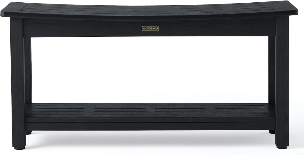 KaimuBench 36'' HDPS Waterproof Shower Bench Seat, Poly Lumber Shower Stool for Shaving Legs, Plastic Bath Chair Seat with Adjustable Feet, Non-Slip & No Maintenance, Black (36 x 13 Inches)