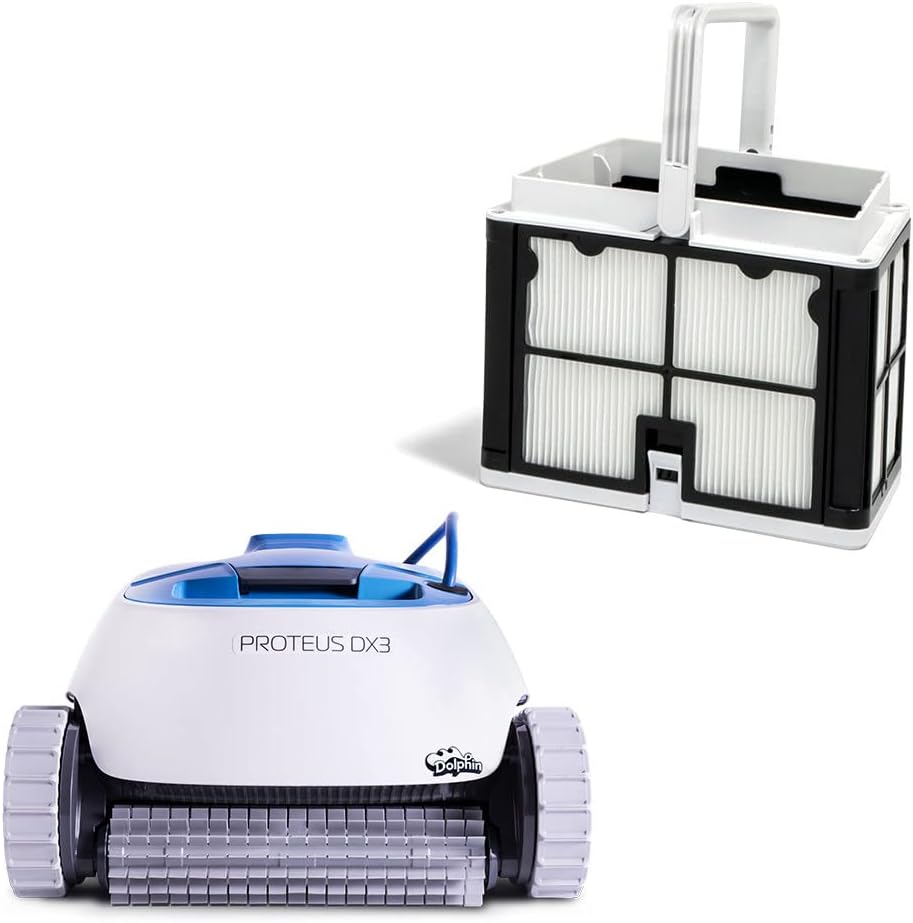 Dolphin Proteus DX3 Automatic Robotic Pool Vacuum Cleaner Includes Ultra-Fine Filters for an Ultimate Clean, Ideal for In-Ground Pool up to 33 FT in Length