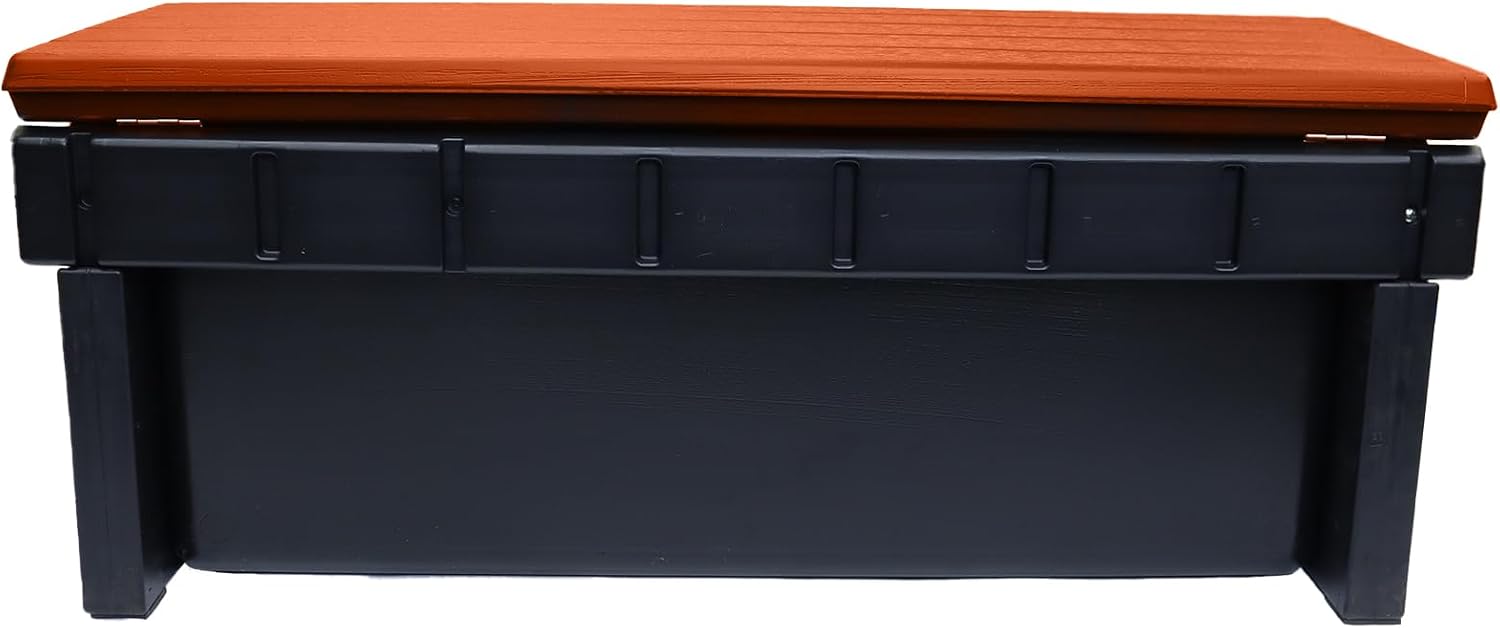 Confer Plastics Two Tier 36' Wide Storage Hot Tub Step: Durable, Multi-Functional, Non-Skid Spa Steps, Easy Installation, Sturdy, Long Lasting Upgrade to Your Space. Proudly Made in USA. - Redwood