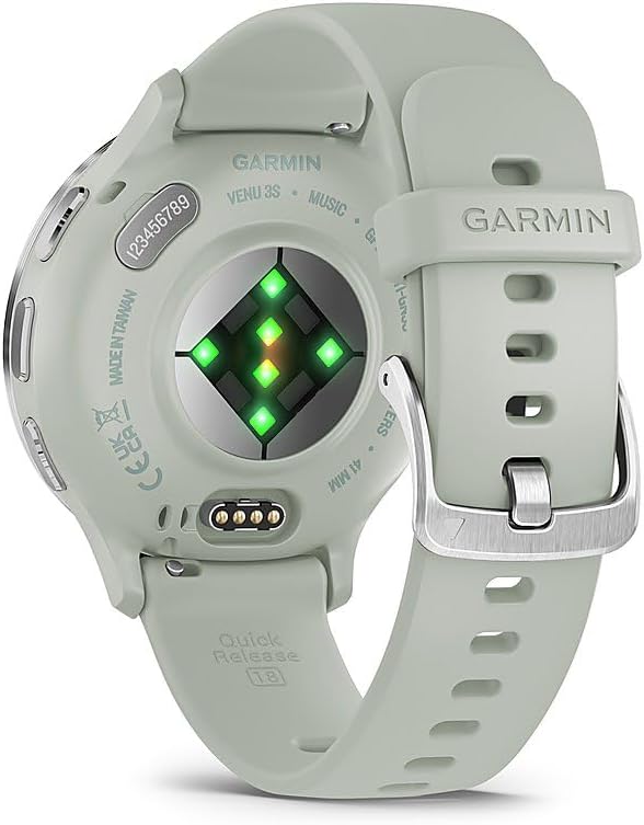 Garmin 010-02785-01 Venu 3S Health Fitness GPS Smartwatch Steel Bezel with Sage Gray Case 41mm | Official USA Partner Model | Bundle with Deco Screen Protector, Fitness & Wellness Suite