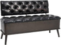 vidaXL Storage Bench Black Faux Leather, Metal, Engineered Wood Medium