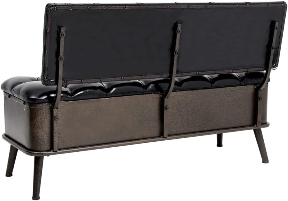 vidaXL Storage Bench Black Faux Leather, Metal, Engineered Wood Medium