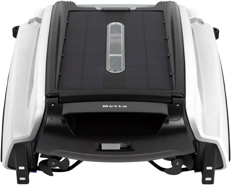 Betta SE Solar Powered Automatic Robotic Pool Surface Skimmer Cleaner with 24/7 Continuous Cleaning Battery Power and Re-Engineered Twin Salt Chlorine Tolerant Motors (White)