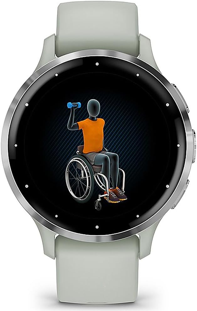 Garmin 010-02785-01 Venu 3S Health Fitness GPS Smartwatch Steel Bezel with Sage Gray Case 41mm Bundle with Charging Dock, Silicone Dust Cover 3 Pack and USB Type C Charging and Sync Cable