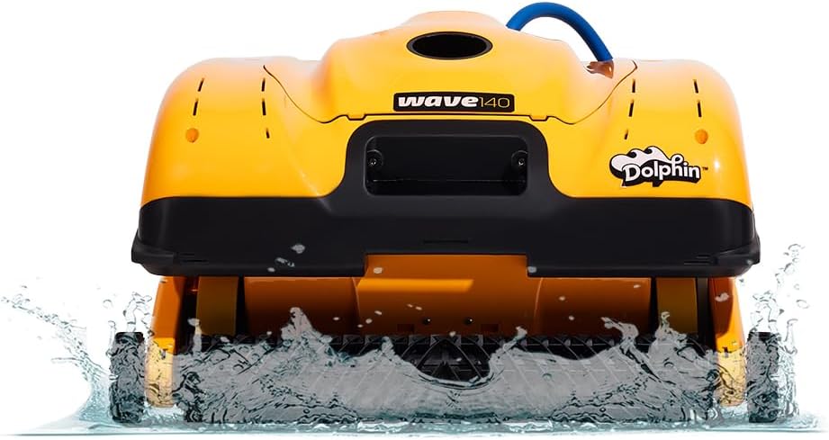 Dolphin Wave 140 Automatic Robotic Pool Vacuum Cleaner with Remote and Multi-Purpose Caddy, Auto-Release Cable System, Ideal for Commercial Pools up to 127 FT in Length