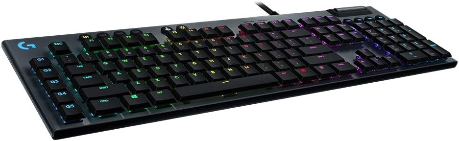 Logitech G815 LIGHTSYNC RGB Mechanical Gaming Keyboard with Low Profile GL Tactile Key Switch, 5 programmable G-Keys, USB Passthrough, Dedicated Media Control - Tactile