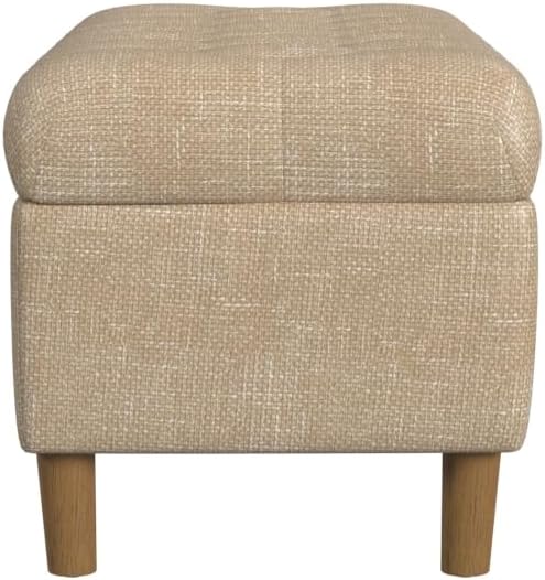 Homepop Home Decor | Tufted Ainsley Button Storage Ottoman Bench with Hinged Lid | Ottoman Bench with Storage for Living Room & Bedroom, Oatmeal Textured Fabric