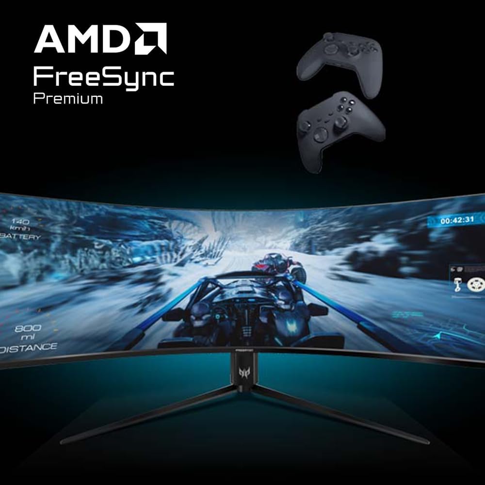 acer Predator Z57 | 57' DUHD 7680 x 2160 Mini LED 1000R Curved Gaming Monitor | AMD FreeSync Premium | 120Hz | 1ms | VESA DisplayHDR 1000| DCI-P3 98% | KVM Switch | USB Type-C, DP 1.4 & 2 x HDMI 2.1