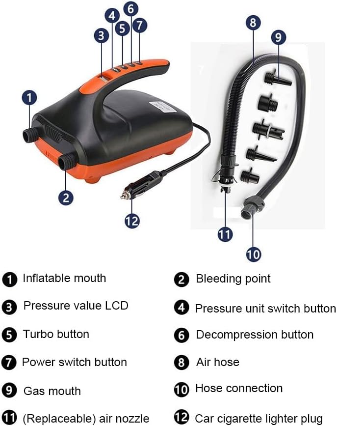 ZTBH Power Water Pumps 20PSI High Pressure Paddle Board Pump for Inflatables Boats Tent Stand Up Paddle Boards, Electric Air Pump Water Pumps & Accessories
