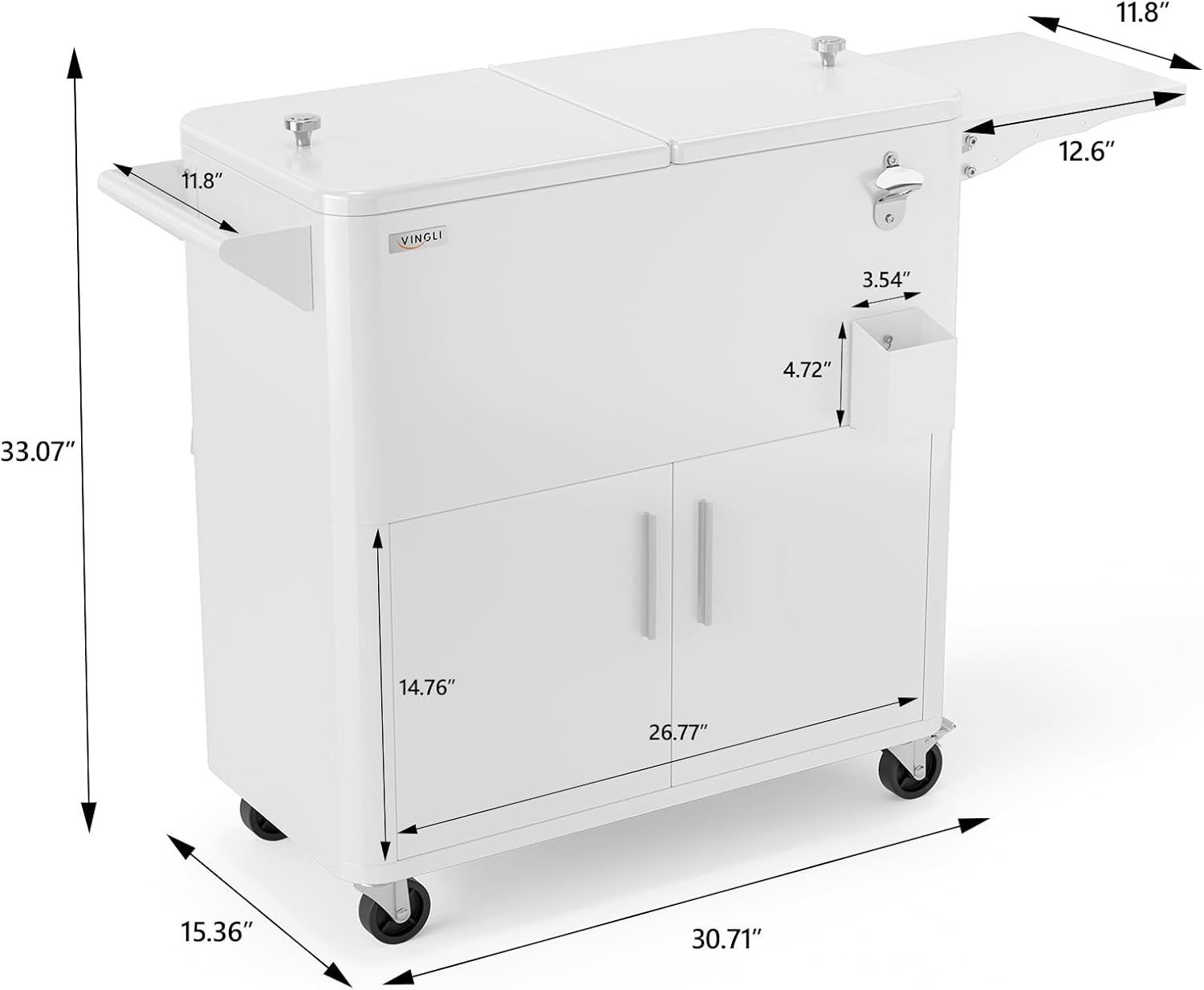 VINGLI Patio Cooler, Ice Chest with Storage Cabinet, Bottle Opener Drainage, Outdoor Cooler for Party, Deck, Pool