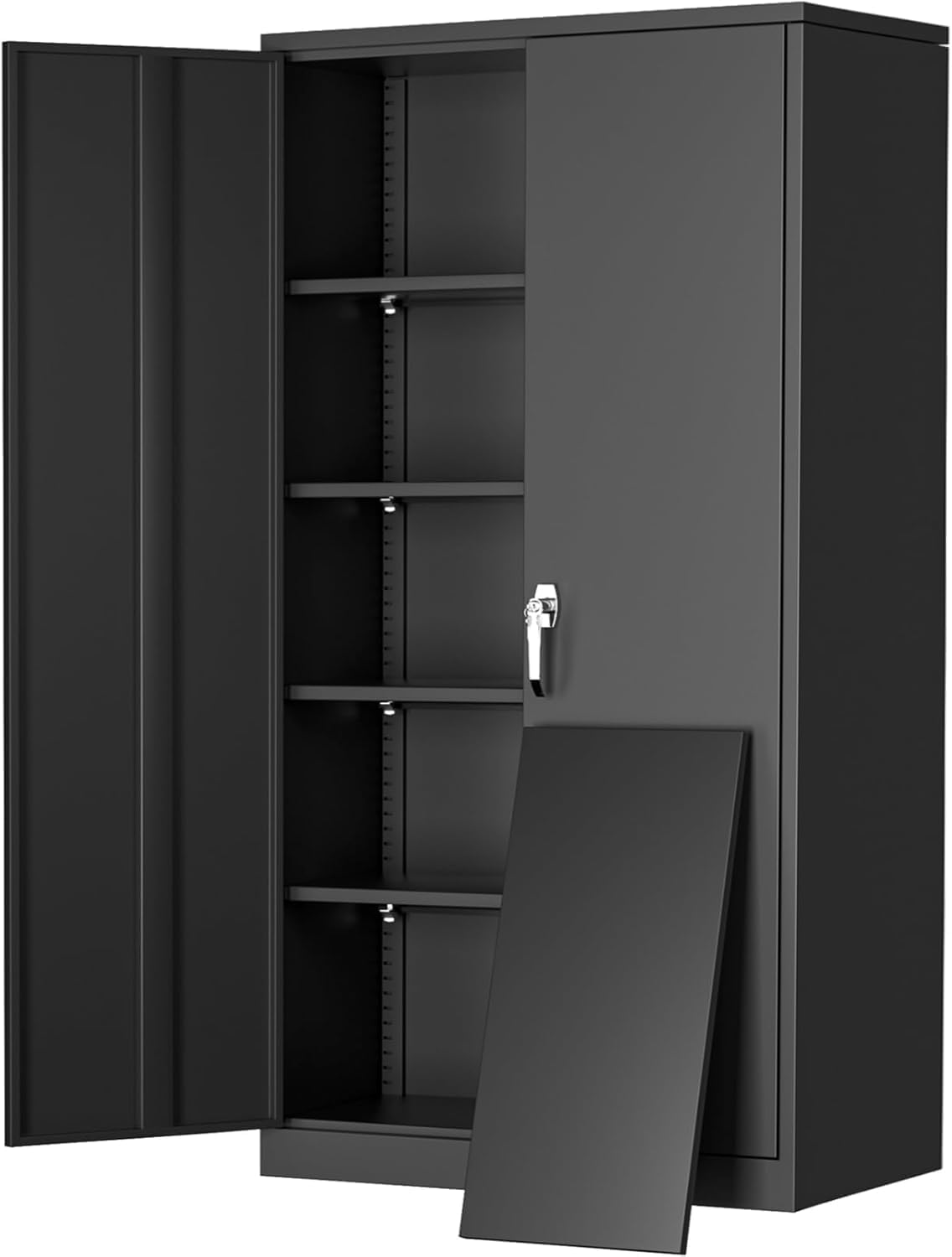 Greenvelly Metal Cabinet with Lock,72' Metal Storage Cabinet with 2 Doors and Adjustable 4 Shelves, Locking Cabinet for Home Office, Garage(36' W x 18' D)