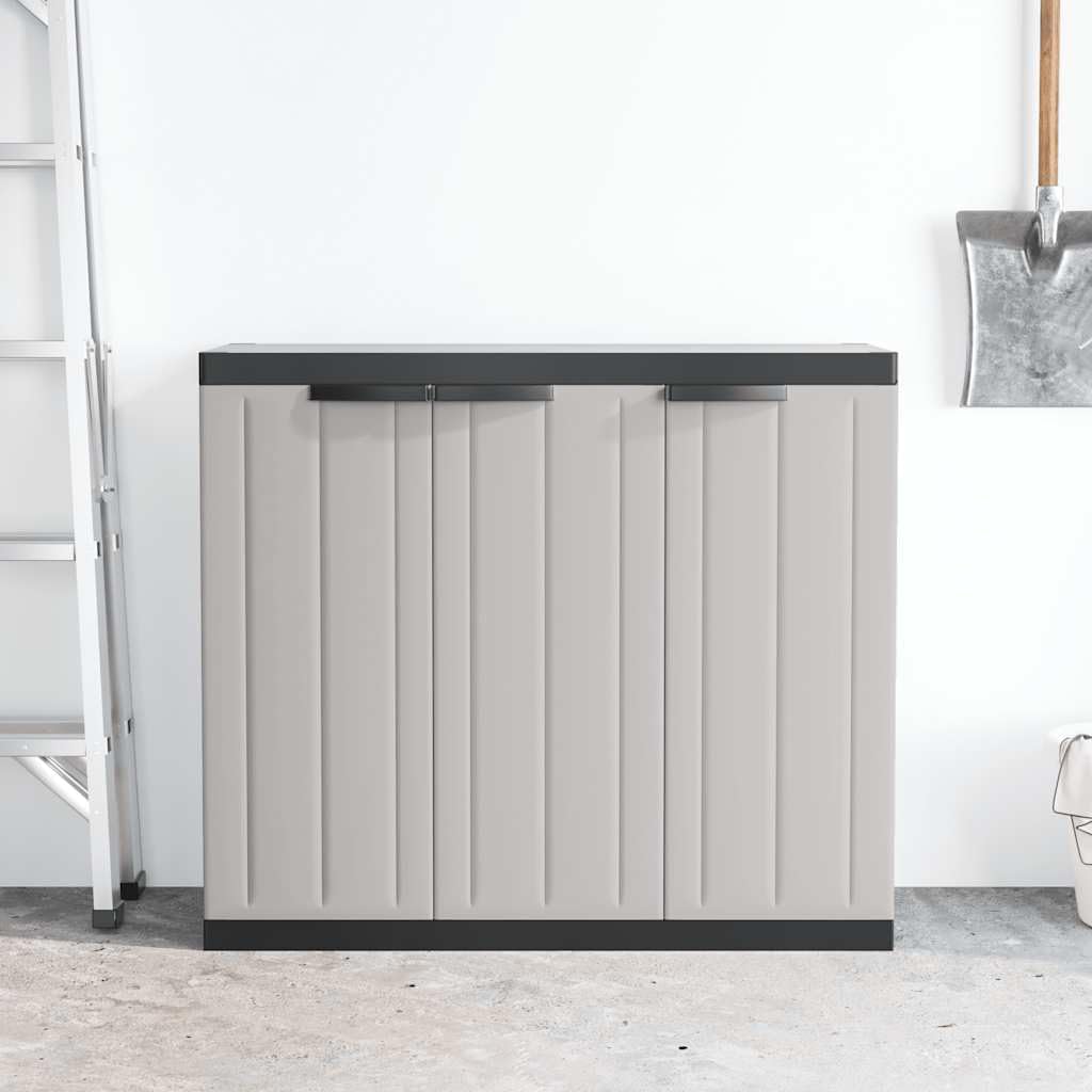 Outdoor Storage Cabinet with Lockable Door. Weatherproof Garden Shed Organizer for Patio Balcony. 38.2x14.6x33.5 Inches PP Utility Cupboard with Adjustable Shelves