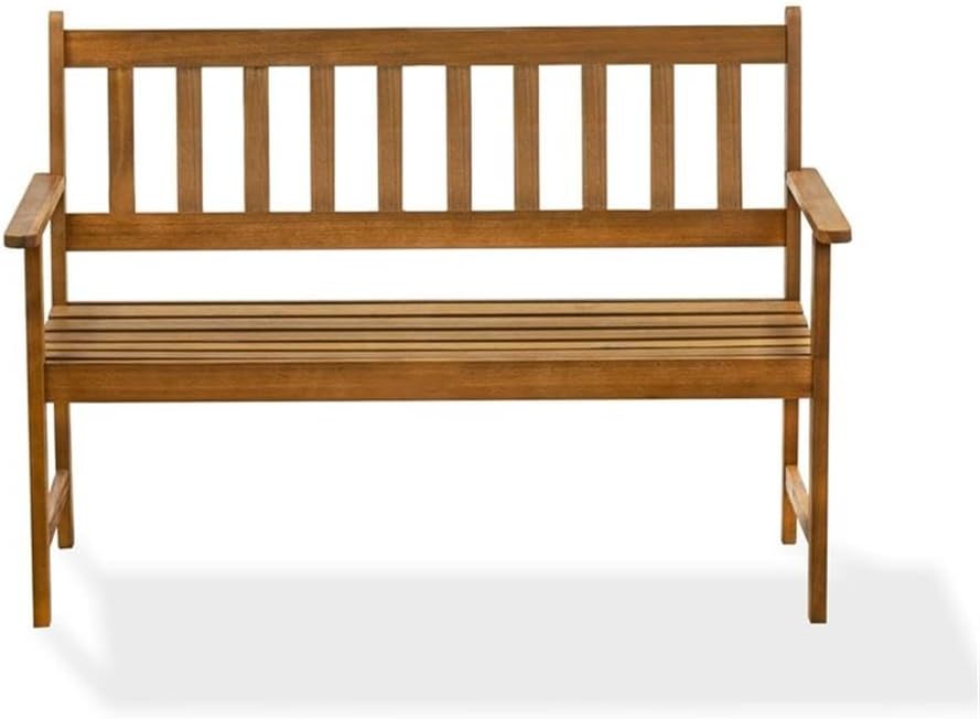 East West Furniture BBTB0NA Belmont Wooden Patio Bench with Backrest - Acacia Wood, 48x22x33 Inch, Natural Oil