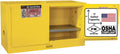 Justrite 17 Gallon Manual Close Piggyback Flammable Storage Cabinet, 18 Gauge Steel, 1 Shelf, 2 Door Fire Cabinet, 24' x 43' x 18', Made in The USA, Yellow, 891700