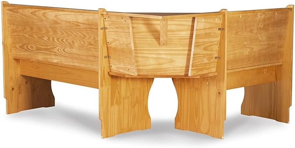 Pemberly Row Corner Kitchen Dining Nook Bench, Natural Honey Pine Finish, Space-Saving Adjustable Design, 67 in W x 51.5 in D x 33.5 in H, Traditional Style Cozy Seating for Small Kitchen Spaces