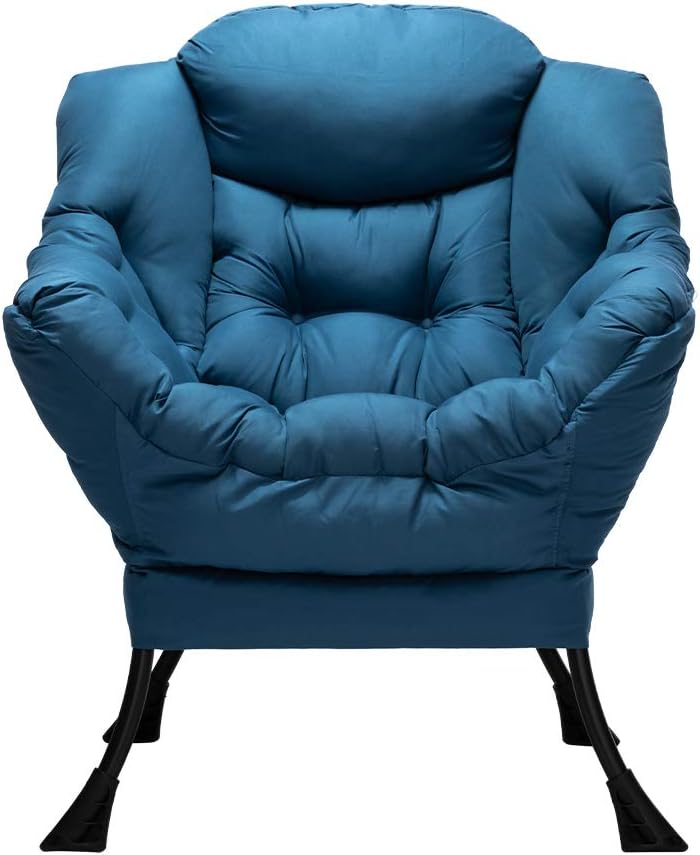 HollyHOME Lazy Chair with Armrest and Side Pocket, Comfy Accent Lounge Chair,Leisure Sofa Armchair for Living Room, Bedroom, Dorm, or Small Spaces, Oversized Reading Sofa Chair,Navy Blue