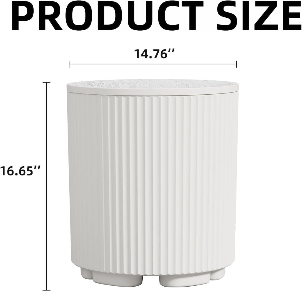 2 PCS Outdoor Cooler Side Table, Portable Ice Bucket Cooler, Patio Table and Ice Chest Storage, Outdoor Ice Chest Side for Parties Picnics Beach, White
