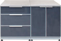 Blue Sky Outdoor Living 2-Piece Modular Outdoor Kitchen Combo Set - Weather-Resistant Stainless Steel and Tempered Glass - Includes 3-Drawer Storage, 2-Door Storage, and 2 Extended Countertops
