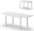 All-Aluminum Expandable Outdoor Patio Dining Table for 4-8 Person, All-Weather Rectangular Outdoor Table(48'-79') with Smooth Cilde Rails & Secure Locking Handle for Garden, Indoor, White