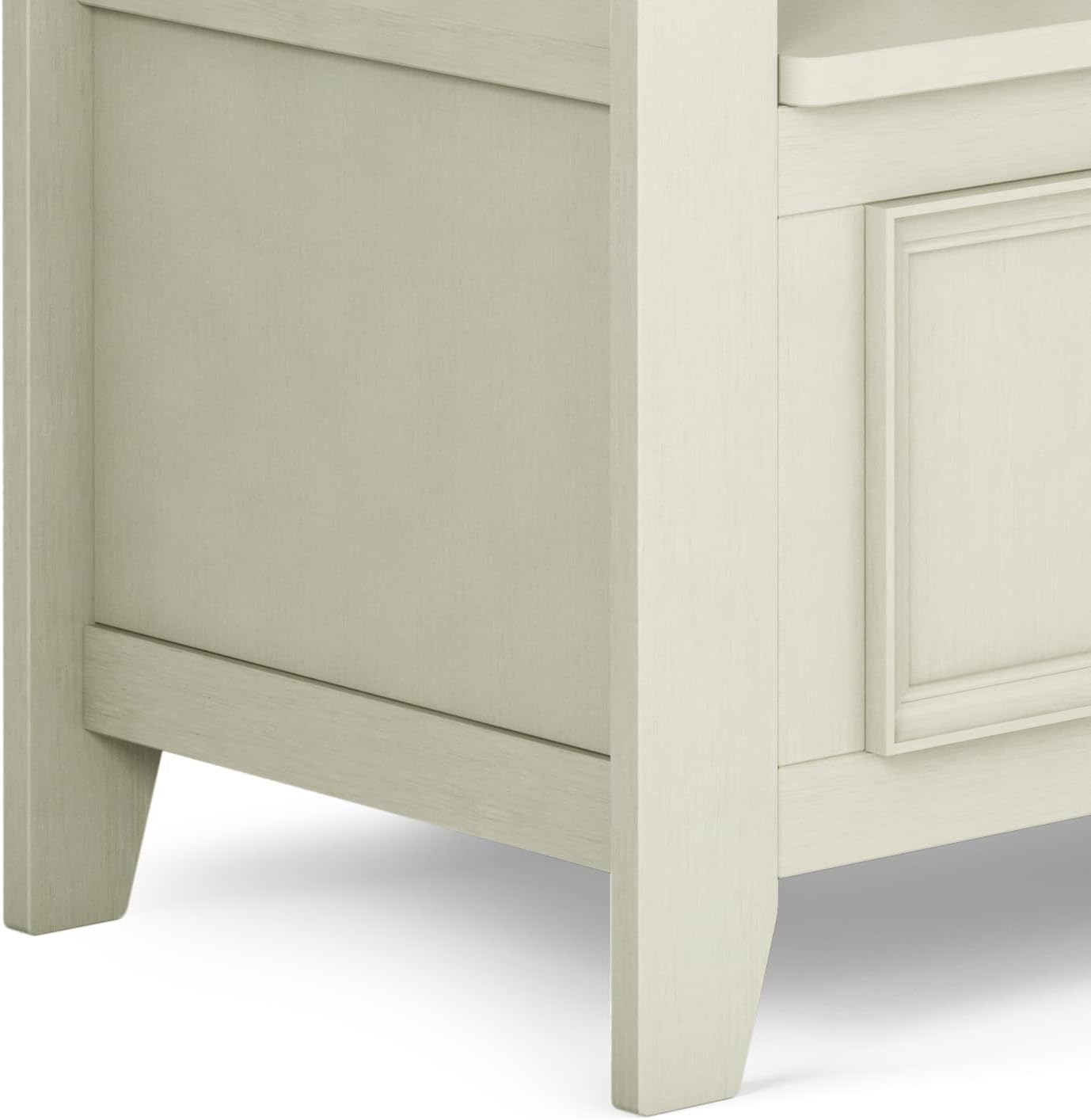 SIMPLIHOME Amherst Entryway Storage Bench - 48 inch Wide Solid Wood Hallway Seat in Antique White, Transitional Bench for Entryway or Living Room with Lift-Up Lid and Spacious Storage