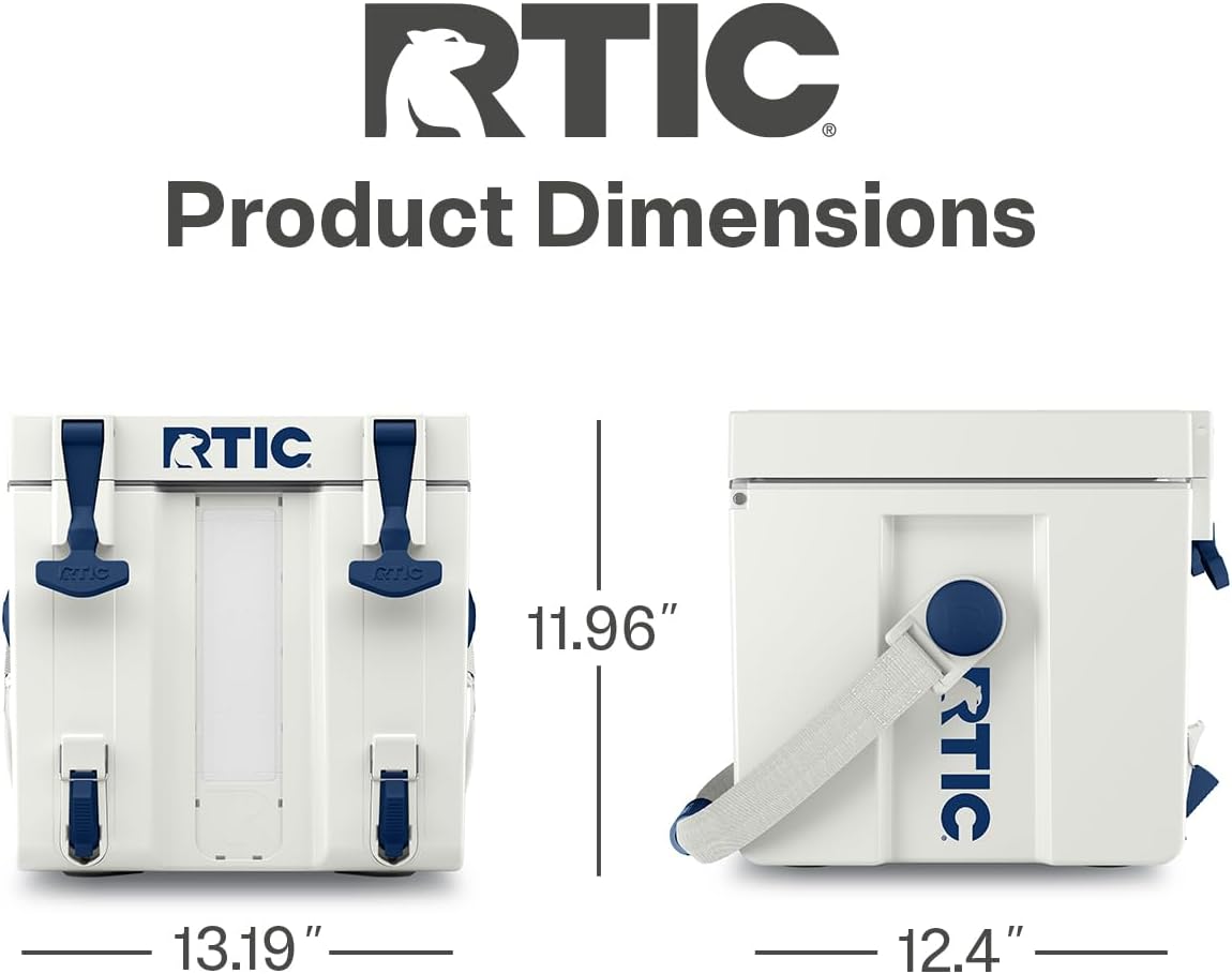 RTIC Halftime Water Cooler 3 Gallon Portable Carrier Container, Drink Beverage Dispenser, Stackable with 2 Taps, Bottleless, BPA-Free, for Sports, Camping, BBQ, Parties, Picnic, Cool Grey & Navy