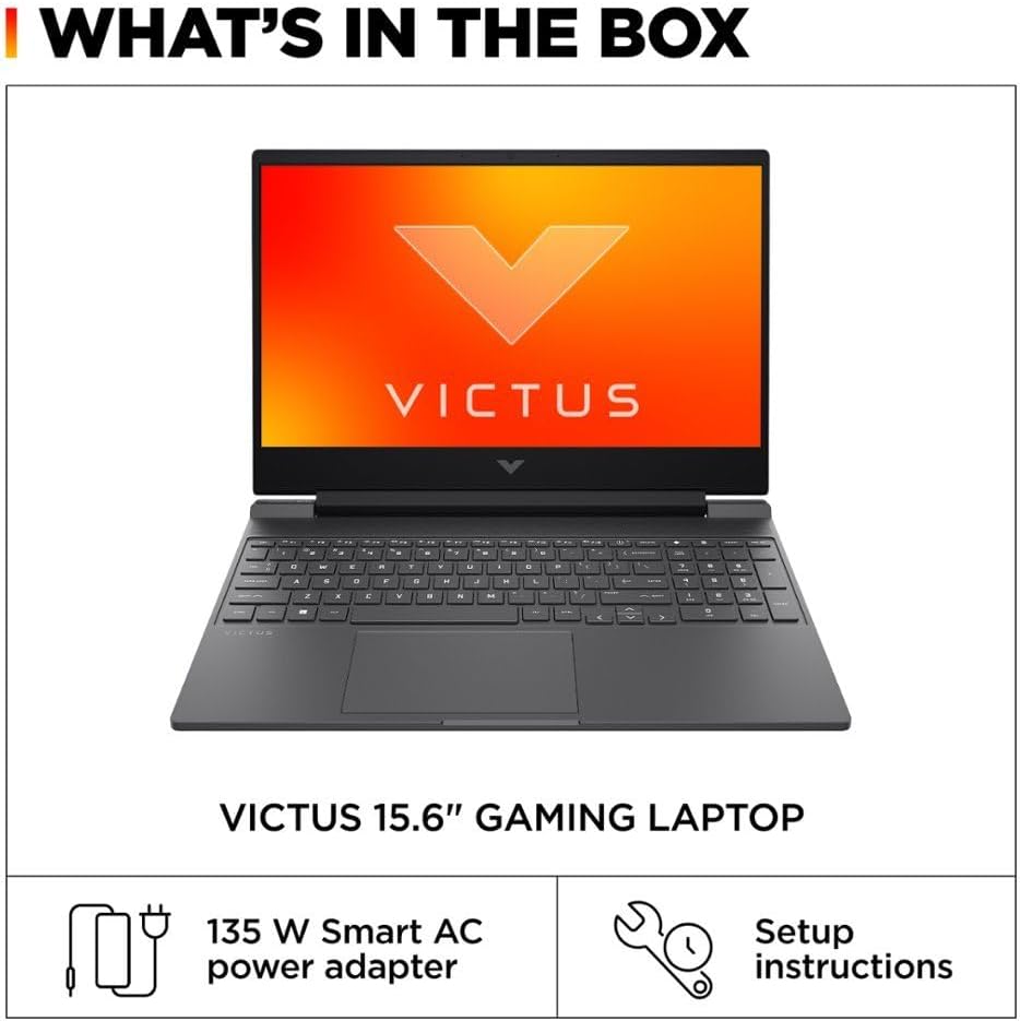 HP Victus 15.6' 144Hz FHD Gaming Laptop,AMD Ryzen 5 7535HS,64GB DDR5 RAM,2TB SSD,AMD Radeon RX 6550M,Beats RTX 2050,Backlit Keyboard,Windows11 Pro, Mica Silver