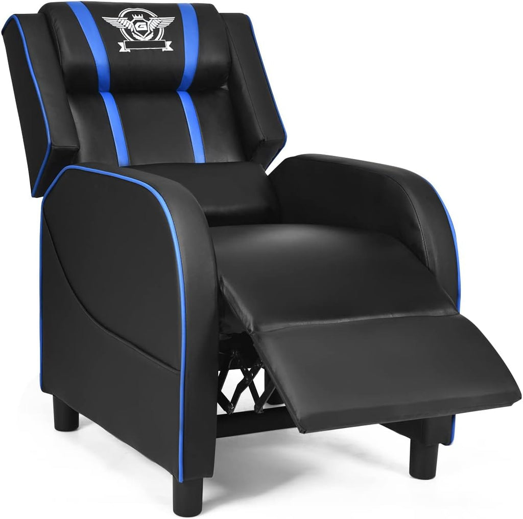 GORELAX Modern Massage Gaming Recliner Chair, PU Leather Home Theater Recliner Chairs w/Footrest and Massage, Racing Style Sofa Chair for Living Bedroom Gaming Room