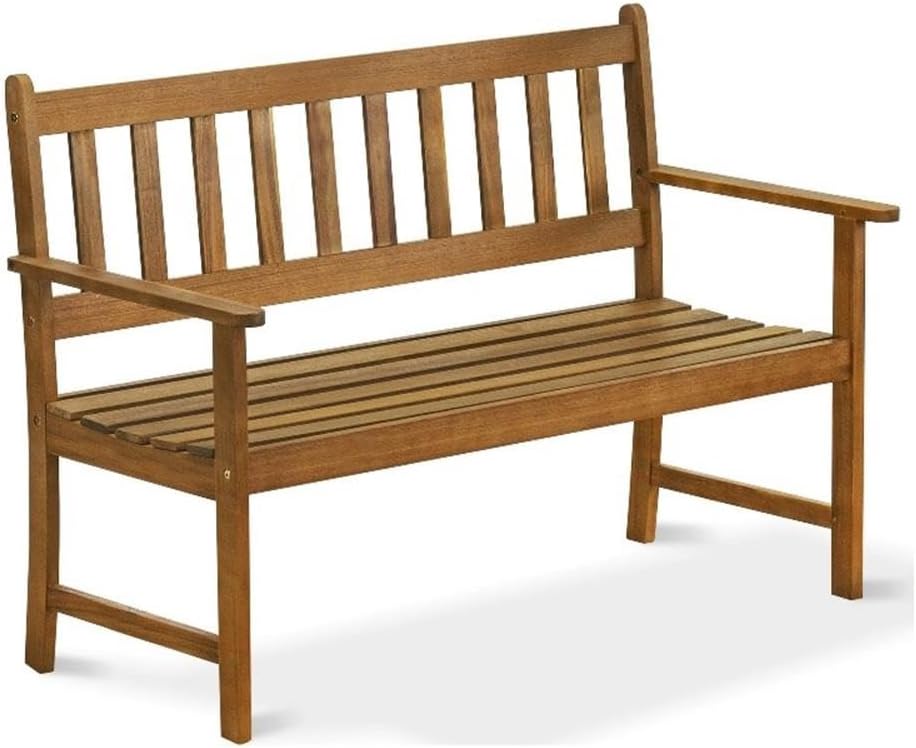 East West Furniture BBTB0NA Belmont Wooden Patio Bench with Backrest - Acacia Wood, 48x22x33 Inch, Natural Oil