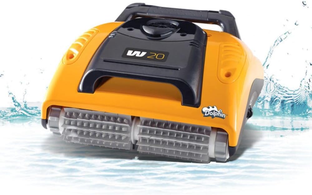 Dolphin W20 Automatic Robotic Pool Vacuum Cleaner Includes Remote Control and Caddy, Floor Cleaning Only, Ideal for Commercial Shallow Depth Pools up to 78 FT in Length
