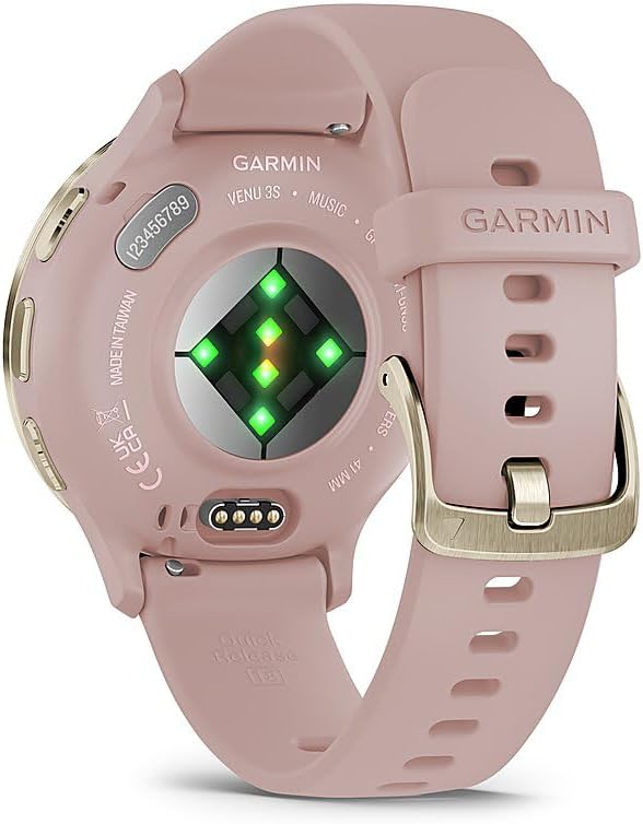 Garmin 010-02785-03 Venu 3S Health Fitness GPS Smartwatch Gold Steel Bezel with Dust Rose Case 41mm | Official USA Partner Model | Bundle with Deco Screen Protector, Fitness & Wellness Suite