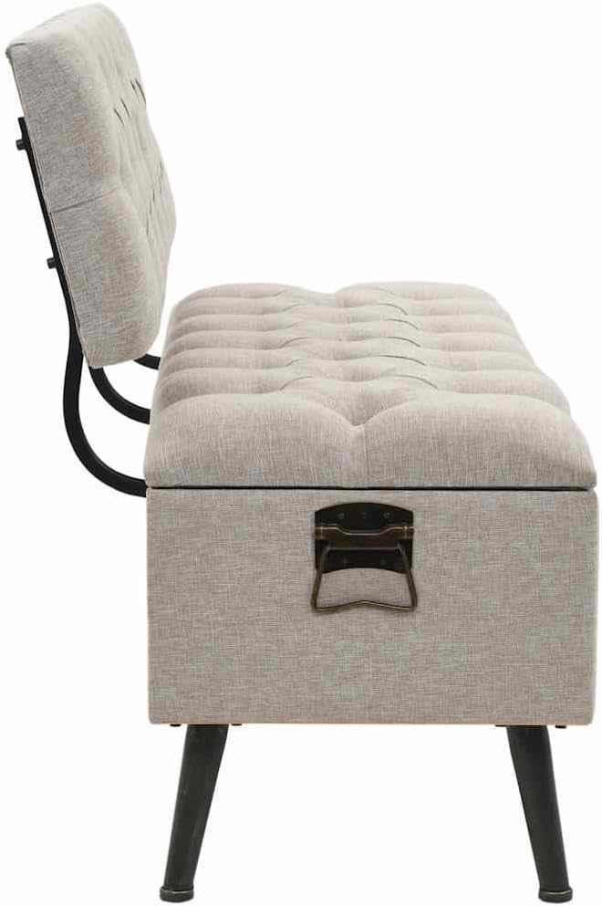 vidaXL Storage Bench Cream Engineered Wood 43.3 inches Storage Bench
