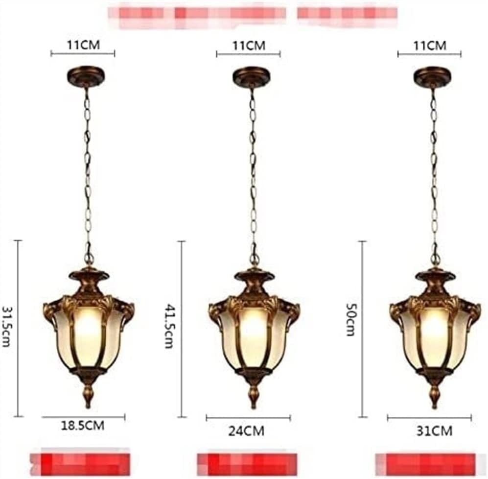 Chandelier Outdoor Aluminum Hanging Lantern, Waterproof Glass Chandelier, Corridor Courtyard Decoration Ceiling Aisle Villa Garden Pavilion Grape Light/Black/18.5 * 31.5cm