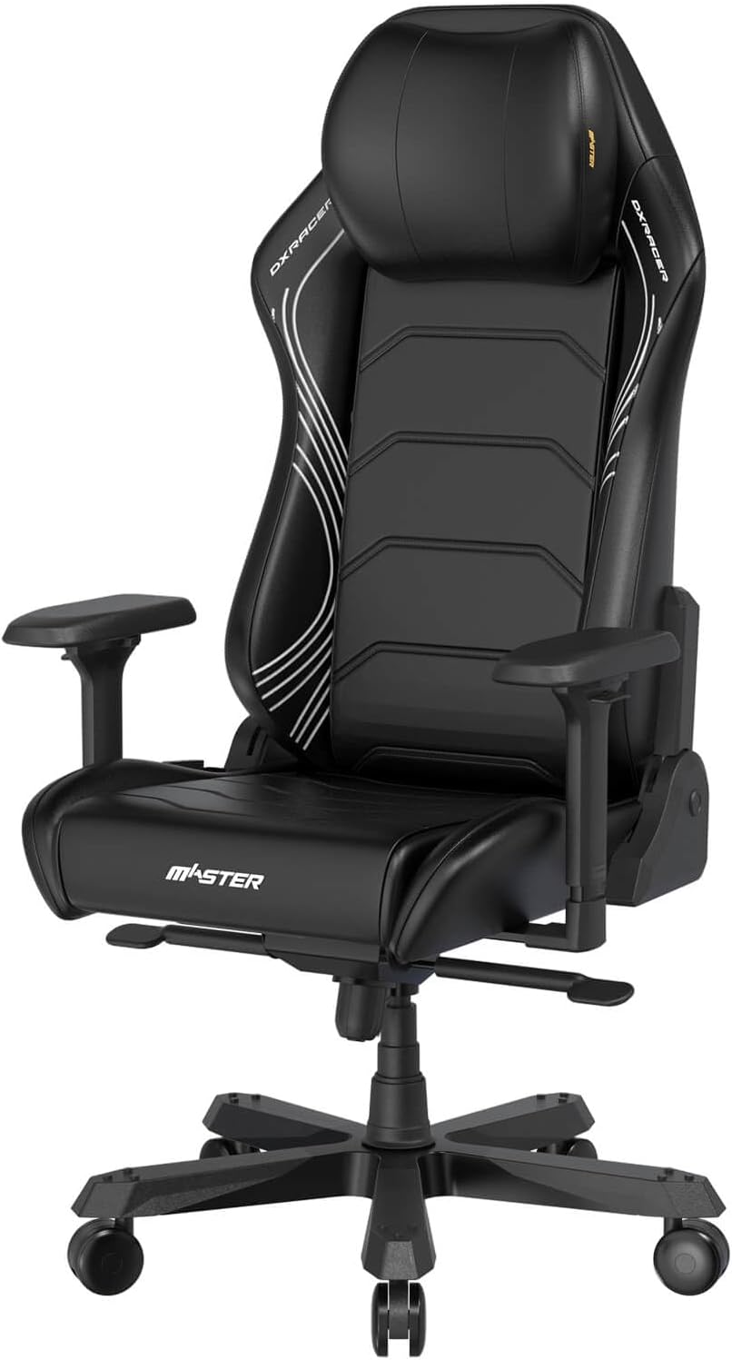 DXRacer Master XL Video Gaming Chairs for Adults, Ergonomic Reclining Computer Gaming Chair, Racing Style Height Adjustable (EPU Leatherette, Black Line)