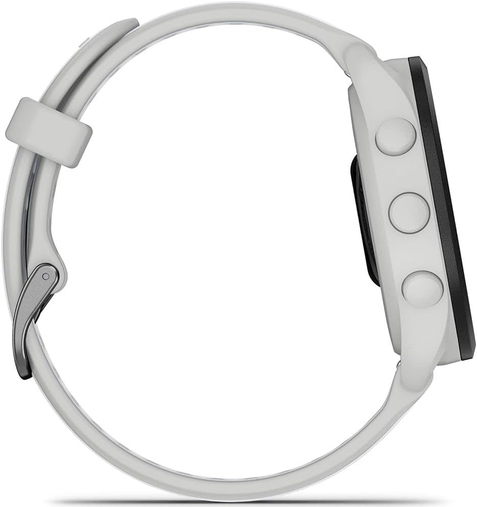 Garmin 010-02863-31 Forerunner 165 Music Smart Sport Watch Mist Gray + Whitestone Bundle with Deco Essentials Charging Dock, Silicone Dust Cover 3 Pack and Screen Protector for 1.2 inch 2 Pack