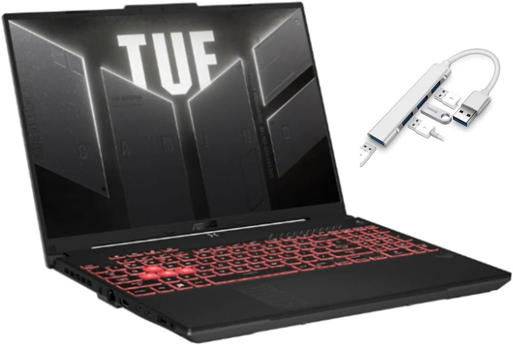 ASUS TUF 16' WUXGA 144Hz Gaming Laptop | AMD Ryzen 7 7445HS 3.2GHz | NVIDIA GeForce RTX 4050 | Backlit | Webcam | 16GB RAM DDR5 | 1024GB SSD | Windows 11 Home | Bundle with USB 3.0 Hub
