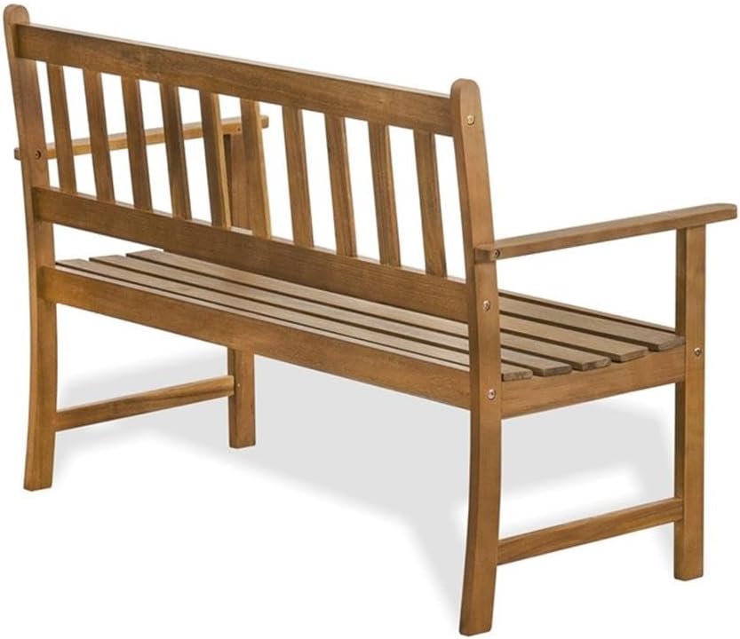 East West Furniture BBTB0NA Belmont Wooden Patio Bench with Backrest - Acacia Wood, 48x22x33 Inch, Natural Oil
