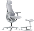 LiberNovo Dynamic Ergonomic Desk Chair + StepSync Footrest Bundle - Comfy Home Office Chair with Adaptive Lumbar Support, 160° Recline & Built-in Spine Stretch, Gray+48cm