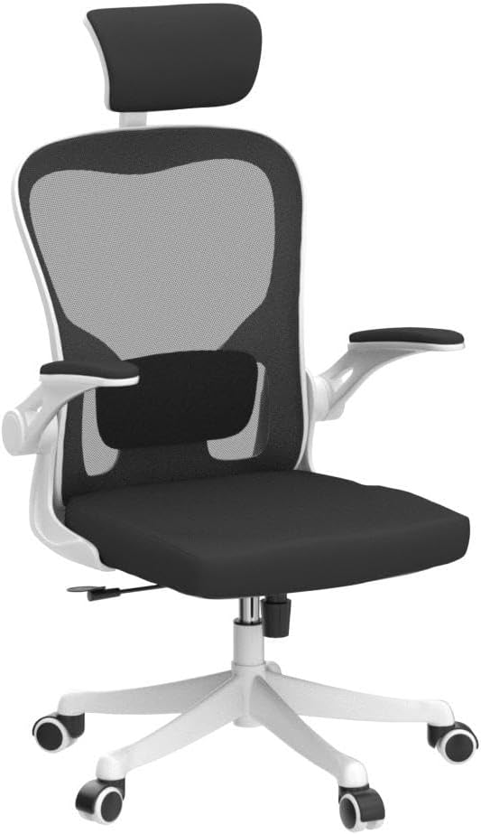 Monhey Office Chair, Ergonomic Office Chair with Lumbar Support & 3D Headrest & Flip Up Arms Home Office Desk Chairs Rockable Computer Chair Multi-Angle from 90° to 130° with 350LBS CapacityChair