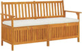 vidaXL Patio Storage Bench 58.3' - Solid Acacia Wood with Cream White Cushion - Versatile Wooden Bench for Indoor and Outdoor Use - with Ample Storage Space