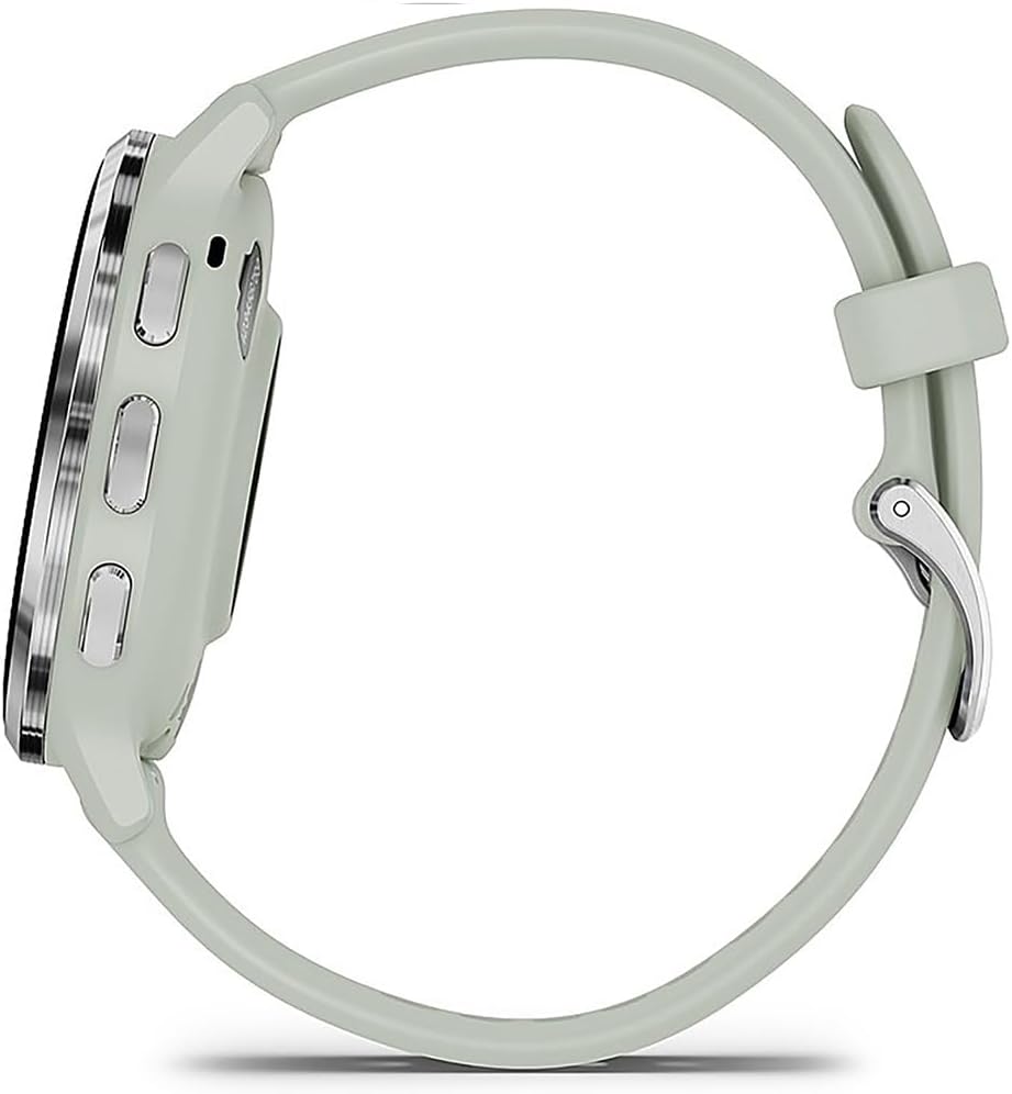 Garmin 010-02785-01 Venu 3S Health Fitness GPS Smartwatch Steel Bezel with Sage Gray Case 41mm Bundle with Dust Cover 3 Pack, 2-Pack Screen Protector and 2 YR CPS Enhanced Protection Pack