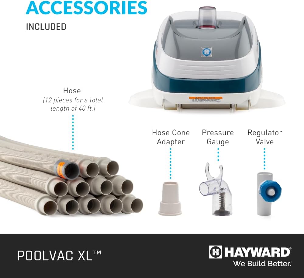 Hayward Pool Vac XL Suction Pool Cleaner (Pool Vacuum for Inground Pools) Automatic In Ground Pool Vacuum for Gunite Pools up to 20 x 40 ft, W32025ADC