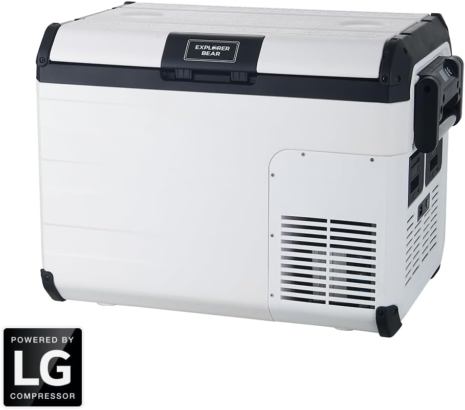Explorer Bear Urban Series 37QT/35L 12V/24V Portable Battery Powered Electric Cooler Fridge Freezer Powered by LG Compressor (Battery Not Included)