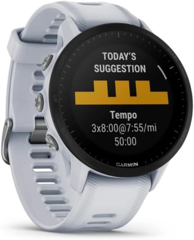 Garmin Forerunner® 955, GPS Running Smartwatch, Tailored to Triathletes, Long-Lasting Battery, Whitestone