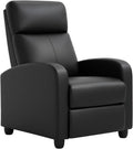 BestMassage Recliner Chair with Adjustable Backrest & Footrest, PU Leather Armchair with Lumbar Support for Living Room, Home Theater, Bedroom (Dark Black)