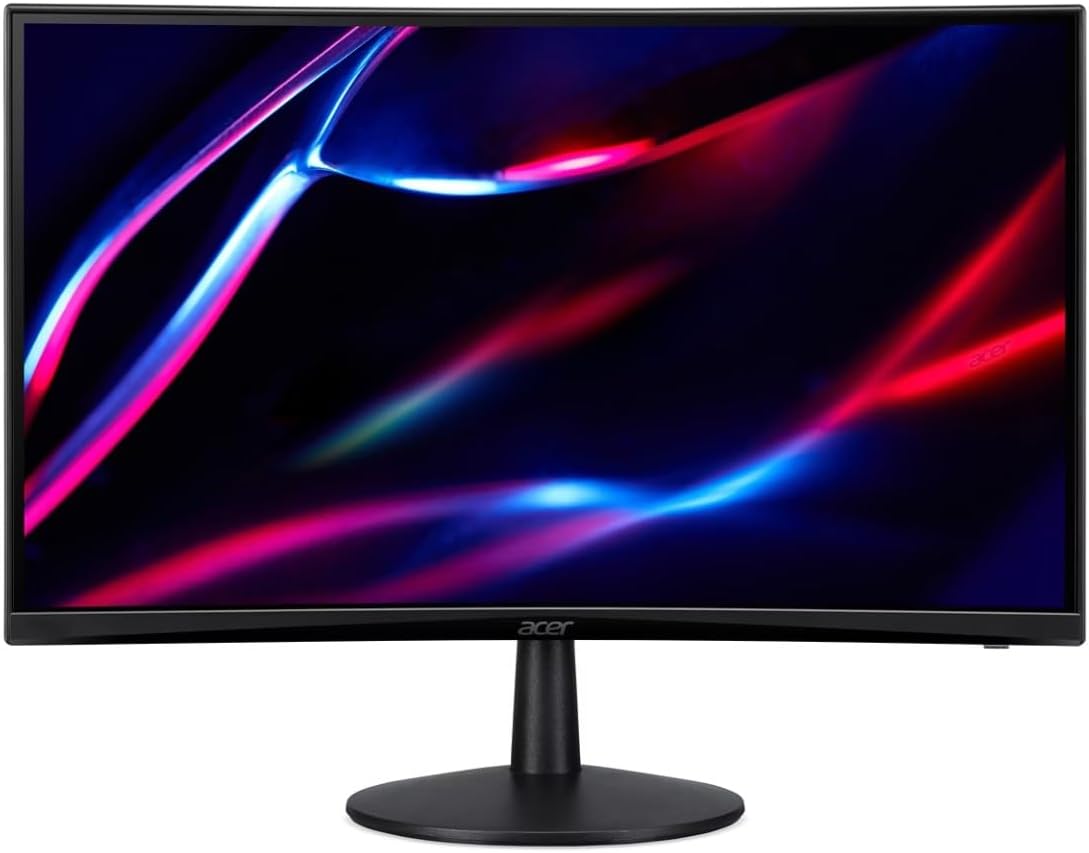 Acer Nitro ED240Q FreeSync FHD 1500R Curve Monitor ZeroFrame Design with 1ms Response Time, VESA Mount (100mm), VGA, HDMI & Dockztorm Hub, Black (UM.UE0AA.H01) & ErgoFlexy Dual Monitor Mount (2Pack)