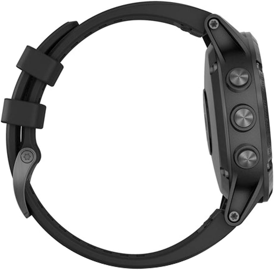 Garmin fenix 5 Plus, Premium Multisport GPS Smartwatch, Features Color Topo Maps, Heart Rate Monitoring, Music and Contactless Payment, Black with Black Band