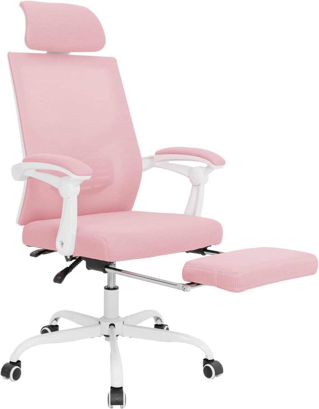 Qulomvs Mesh Ergonomic Office Chair with Footrest Home Office Desk Chair with Headrest and Backrest Adjustable Computer Executive Desk Chair with Wheels 360 Swivel Task Chair